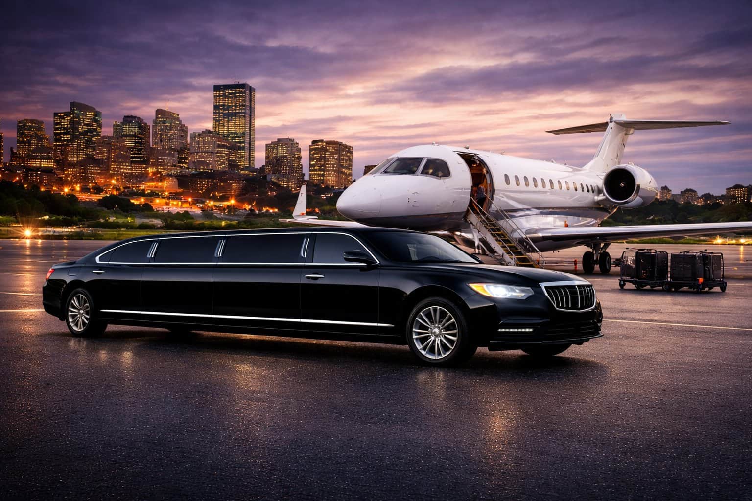 Limo-private-jet-at-boston-logan-airport